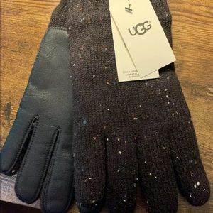 NWT New Men's UGGLeather Palm Knit Gloves S/M